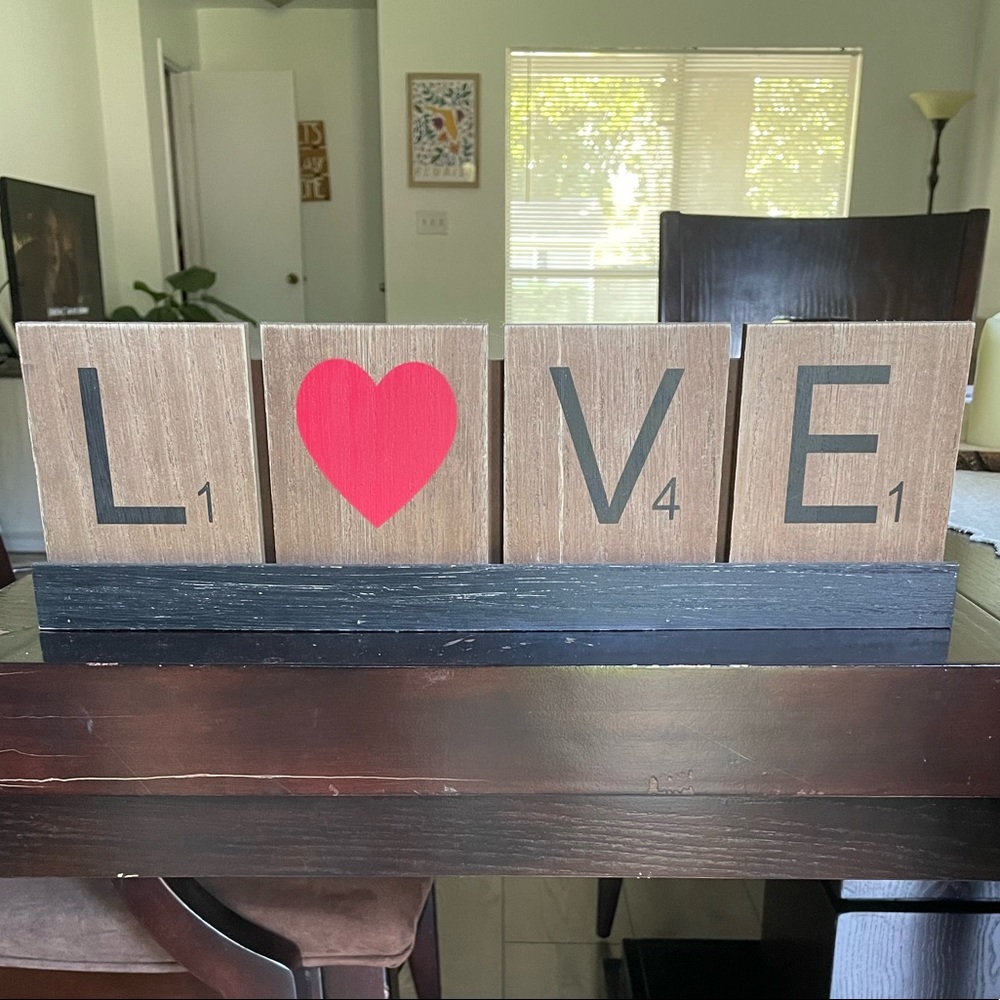 “Love” Scrabble sign